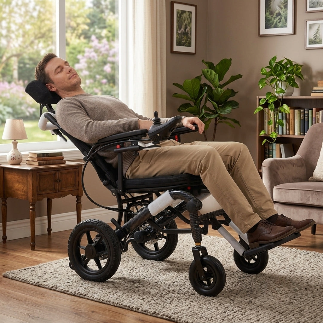 Electric Reclining Wheelchair with Lithium ion Battery - Foldable