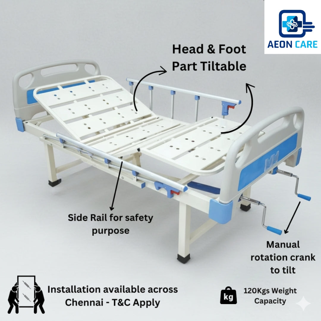 Double Fowler Bed with Side Railing, & IV Stand