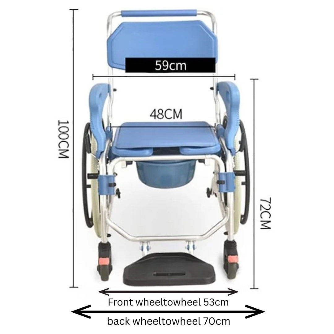 3 in 1 Multipurpose Shower Cum Commode Wheelchair - Wheelchair with Aluminum, 22 inch Wheel 694