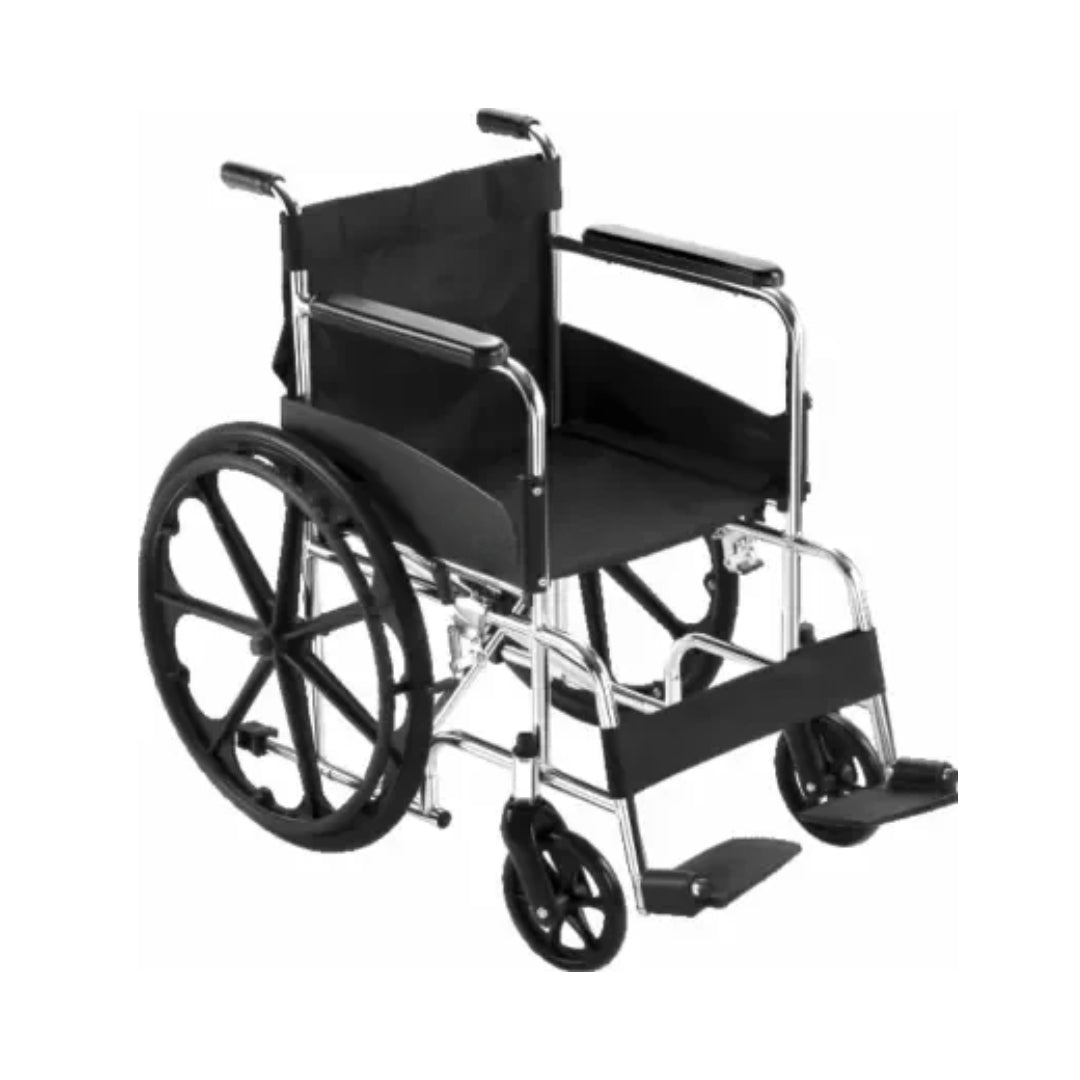 Foldable Wheelchair with Chromed Steel & Matte Wheel