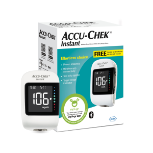 Accu-Chek Instant Glucometer Kit with Free 10 Test Strips & Bluetooth Connectivity)