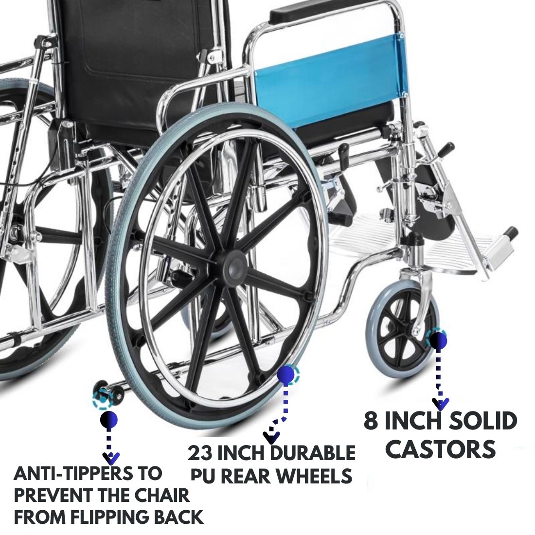 Recliner Wheelchair with toilet pot - Foldable Reclining Wheelchair