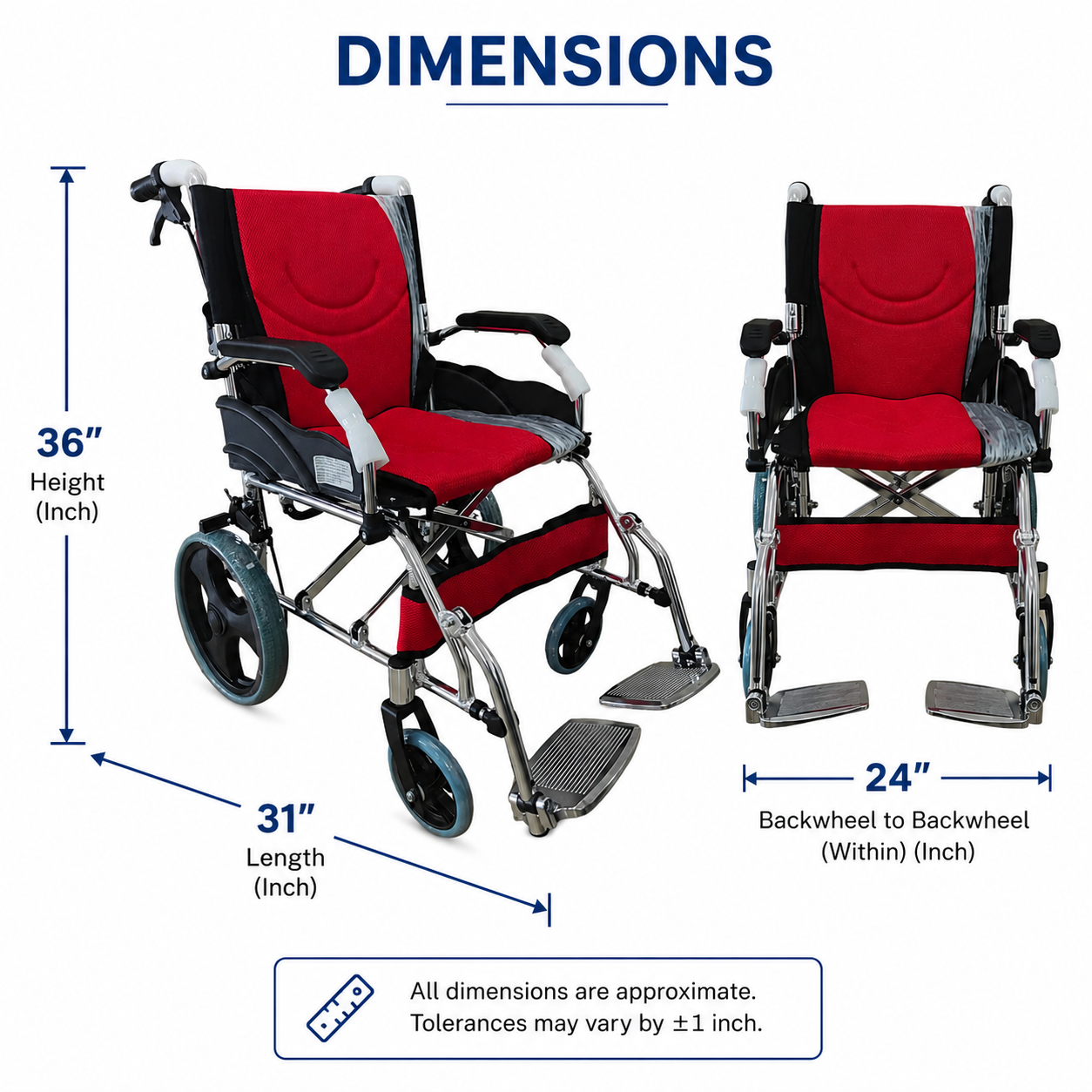 Foldable Lightweight Aluminum Wheelchair - Travel Wheelchair 863LABJ