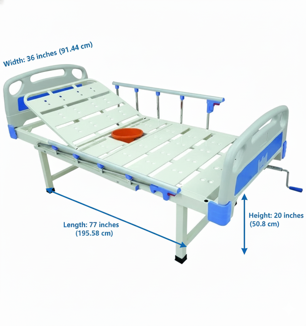 Semi Fowler Cot With Commode/Toilet Pot | Hospital Bed for Home