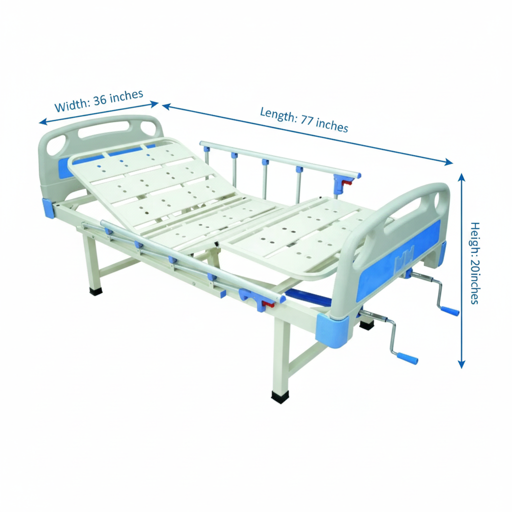 Double Fowler Bed with Side Railing, & IV Stand