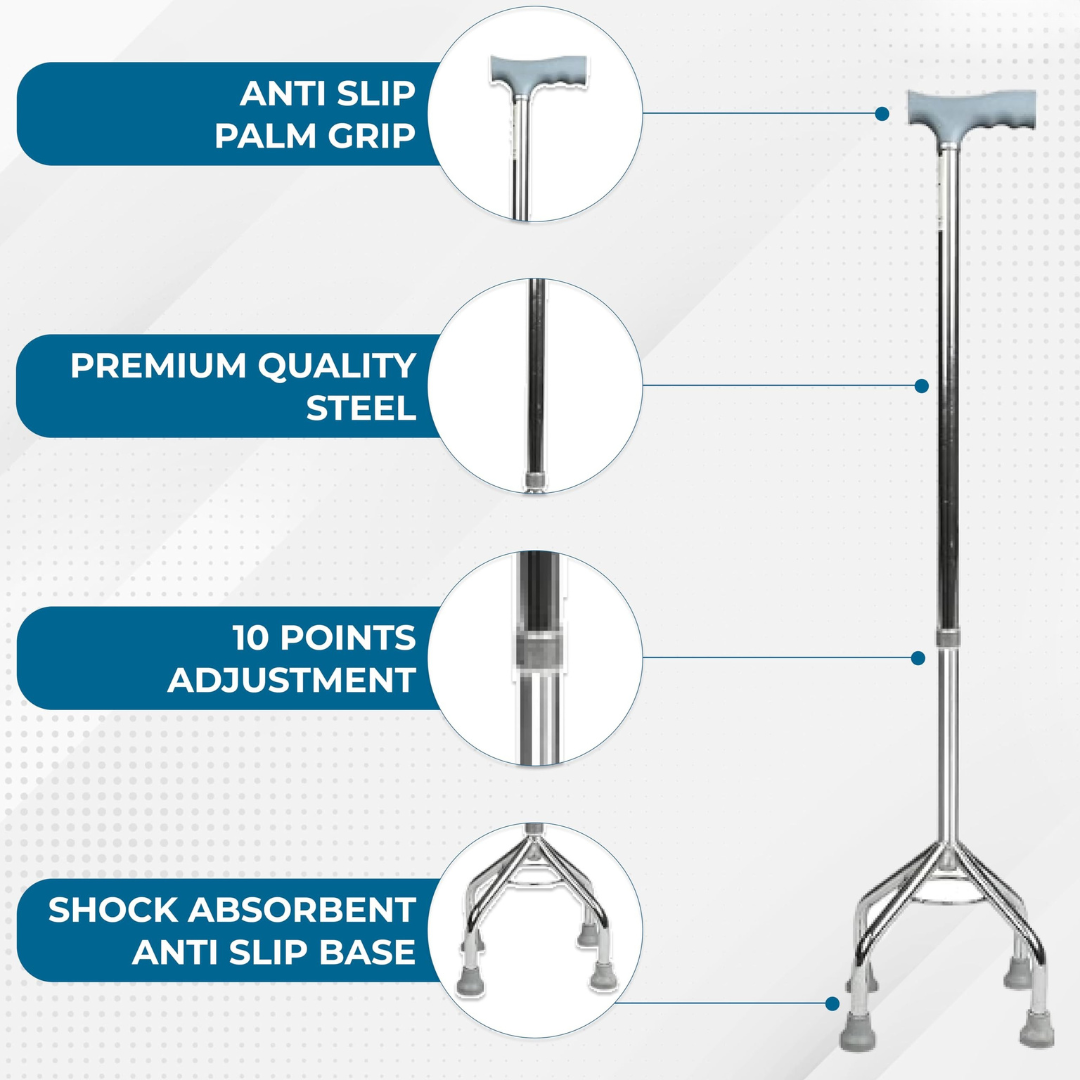 Walking Stick - 4 Leg Height Adjustable