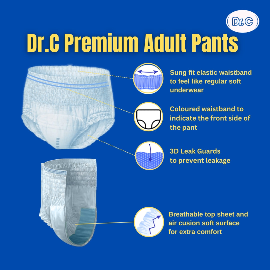 Dr.C Premium Pull-Up Diapers for Adults | 12 hrs Protection