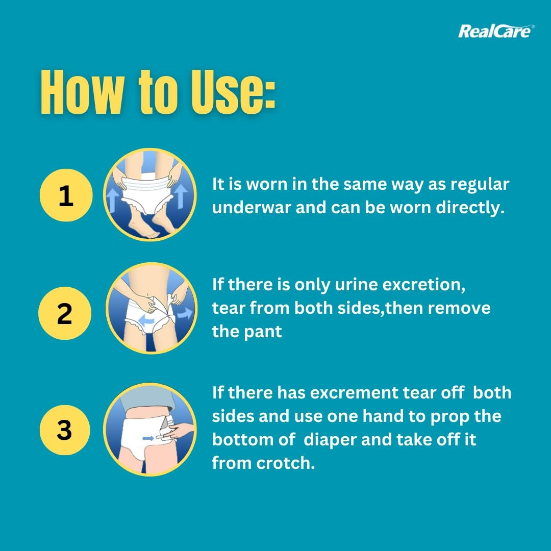 Realcare Overnight Adult Diaper (Tape Style) highly comfort design with Odour Free & Leak Proof