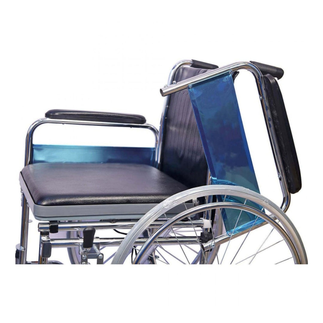 Foldable Commode Wheelchair - Toilet Wheelchair with Detachcable Armrest
