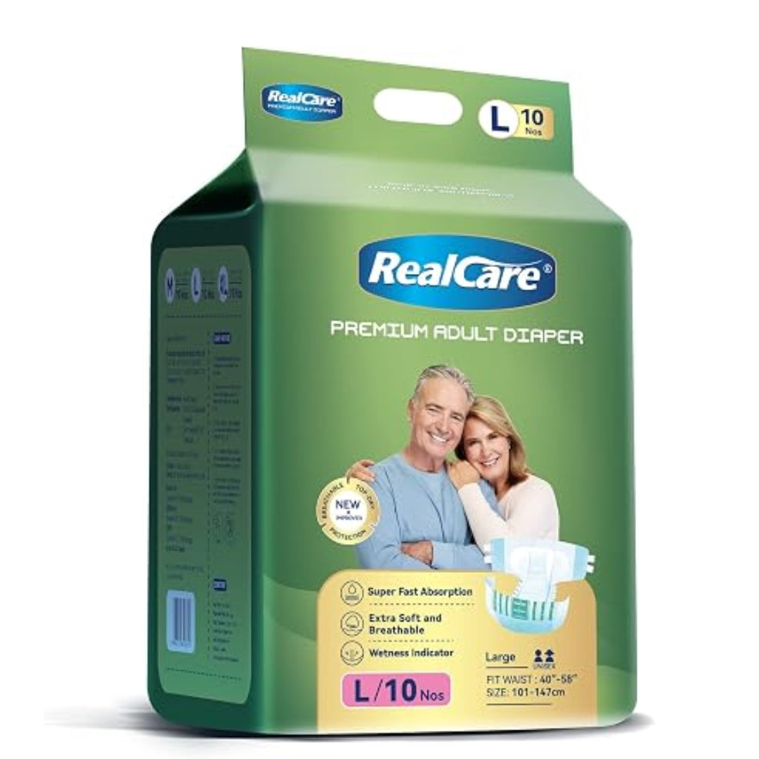 Realcare Premium Adult Diaper (Tape Style) highly comfort design with Odour Free & Leak Proof