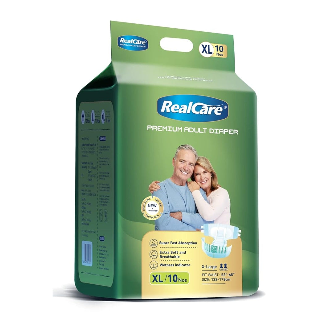 Realcare Premium Adult Diaper (Tape Style) highly comfort design with Odour Free & Leak Proof