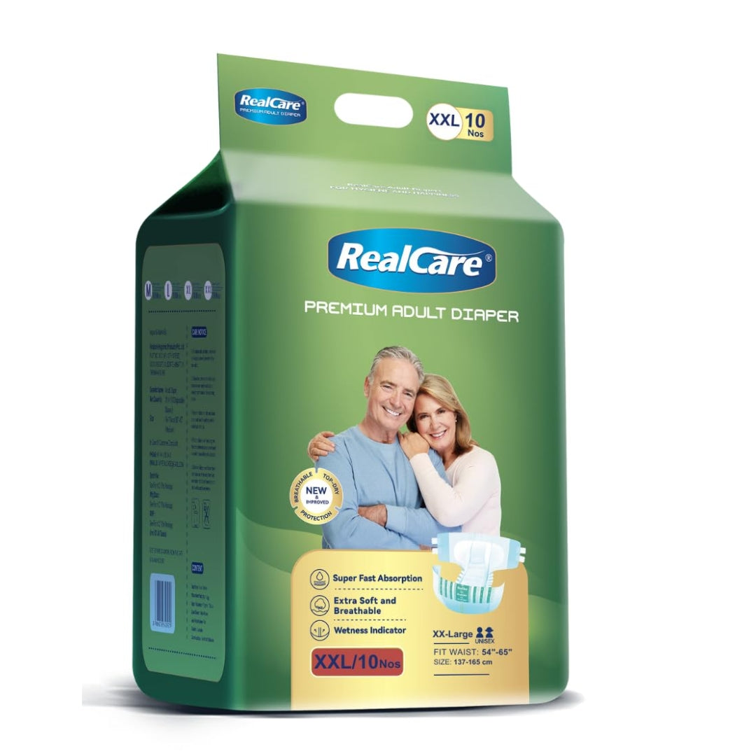 Realcare Premium Adult Diaper (Tape Style) highly comfort design with Odour Free & Leak Proof