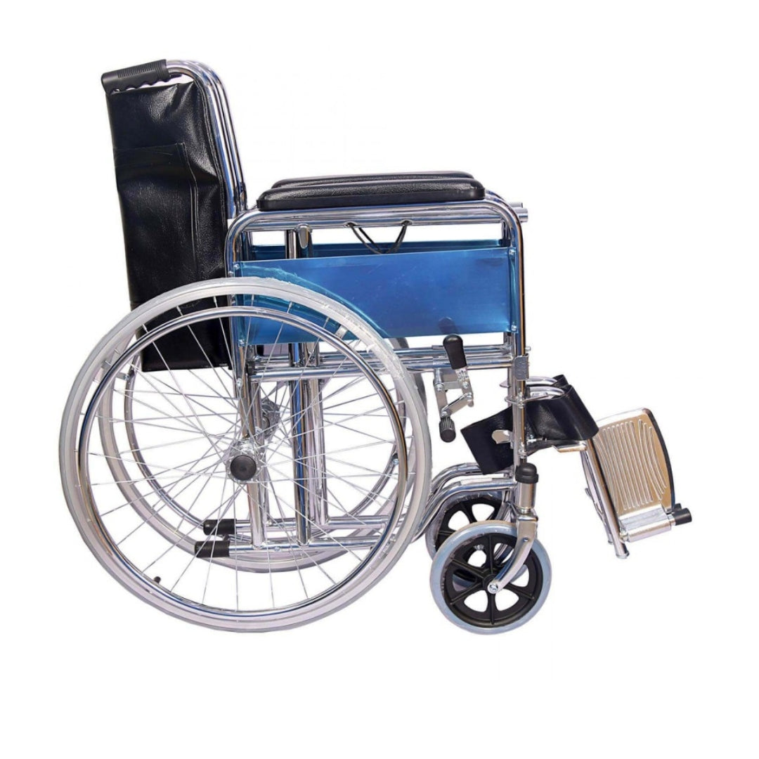 Foldable Commode Wheelchair - Toilet Wheelchair with Detachcable Armrest