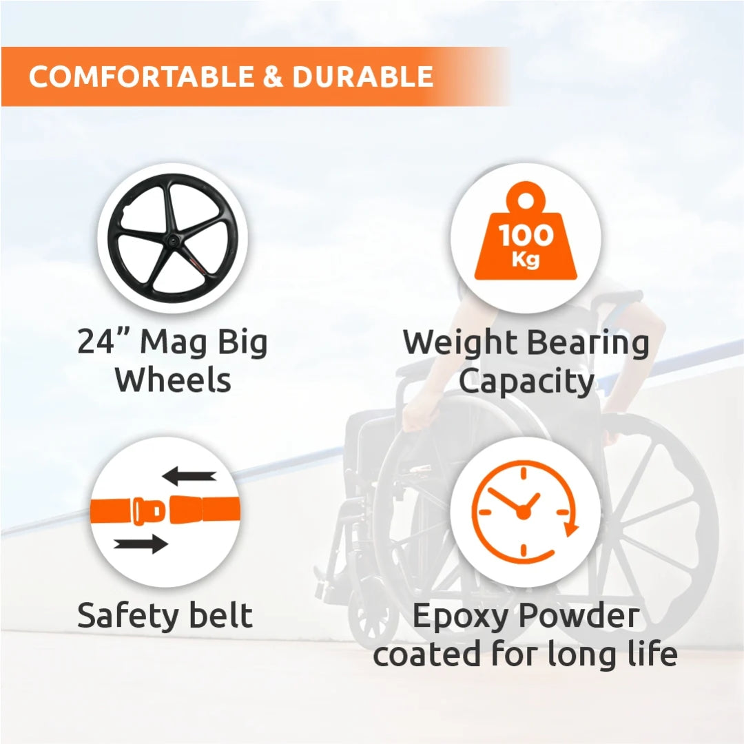 Foldable Wheelchair - Rodeo Veer Mag Wheel
