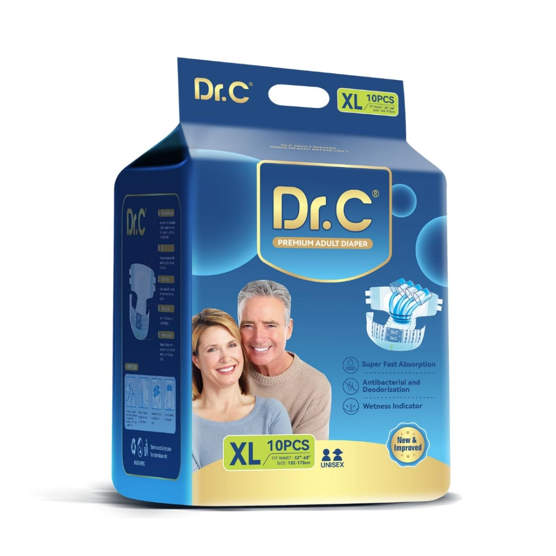 Dr.C Overnight Adult Diaper (Tape Style) High Absorption, 16 hrs Protection, Odour Free & Leak Proof