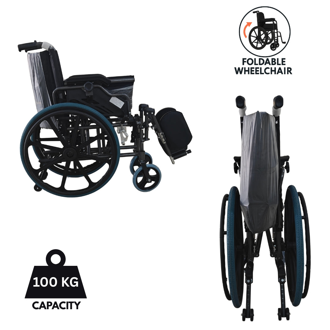 Foldable Wheelchair with Elevating Footrest - Aluminum