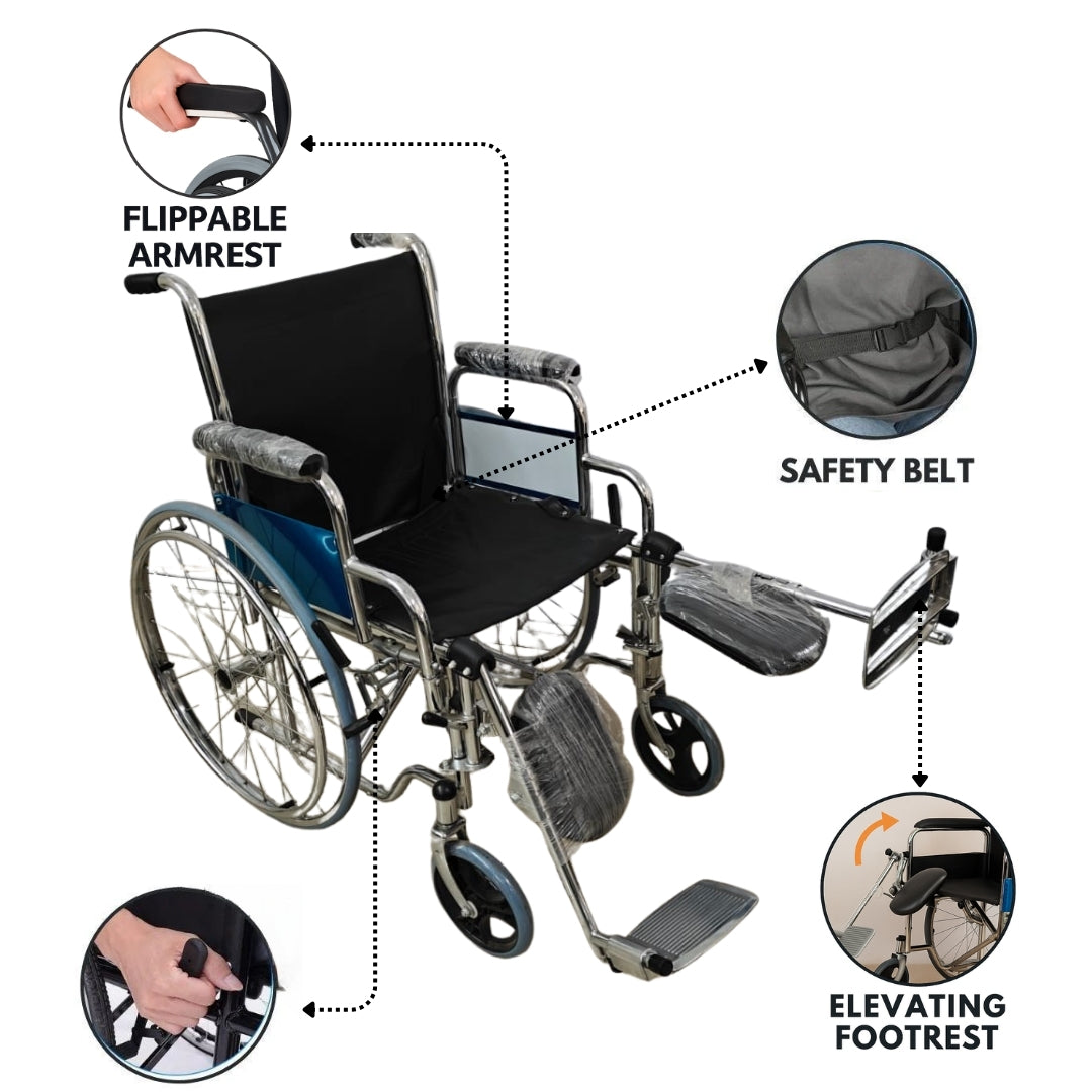 Foldable Wheelchair with Elevating footrest