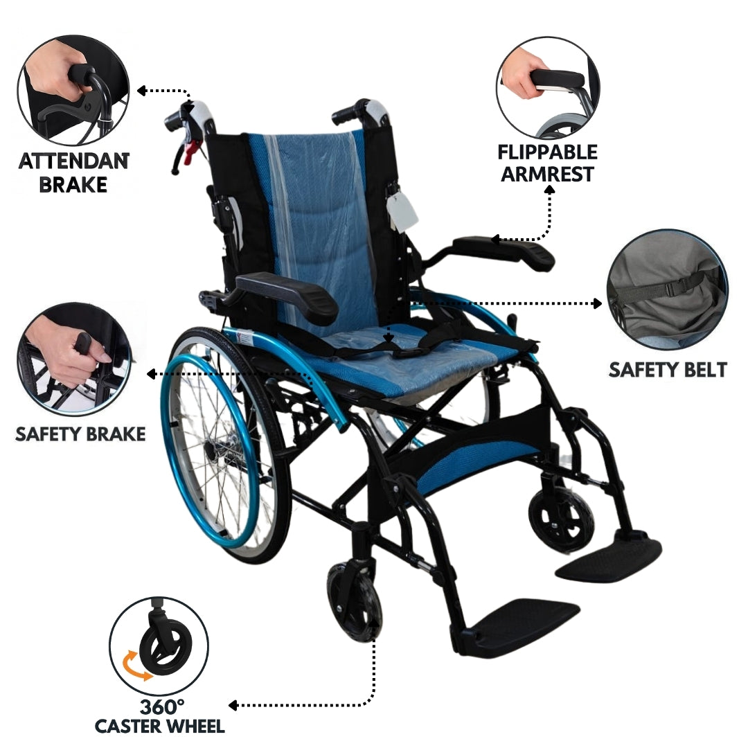 Light Weight & Foldable Wheelchair-Self Propelled Aluminum
