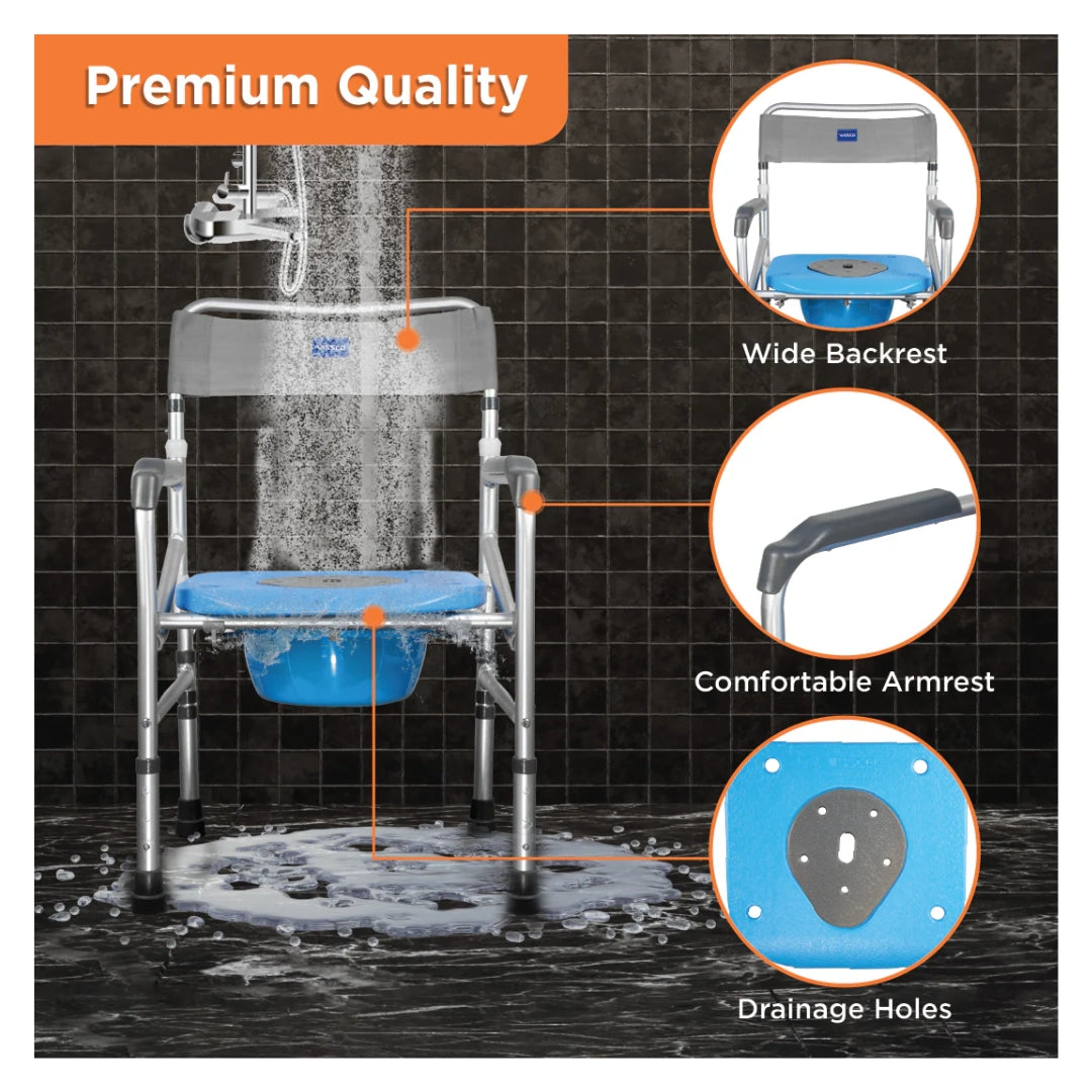 Vissco Foldable Commode Shower Chair (Without Wheels)
