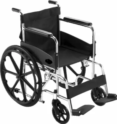Foldable Wheelchair with Chromed Steel & Matte Wheel