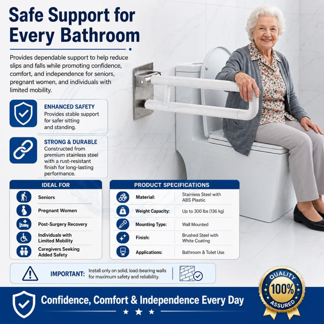 Heavy Duty ABS Grab Bar for Bathroom | U-Shape 24 INCH | Bathroom Handle for Senior Citizen