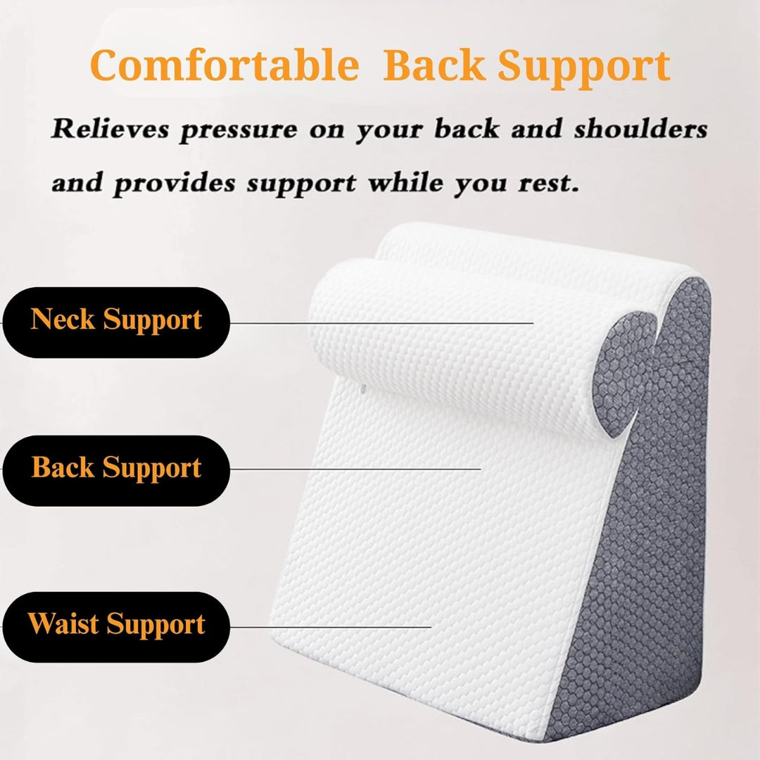 Bed Wedge Pillowwith Headrest | Orthopedic Pillow for Sleeping, Acid Reflux, GERD, Snoring, Back Support, Reading & Leg Elevation | White