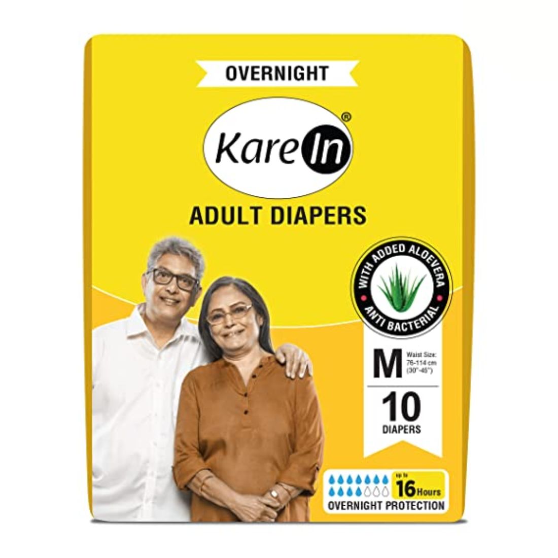 KareIn Overnight Adult Diapers, Medium (M Size) Tape Style