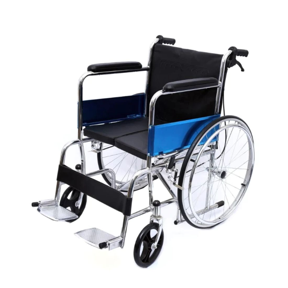 Foldable Wheelchair with Cushion Seat & Attendant Brake