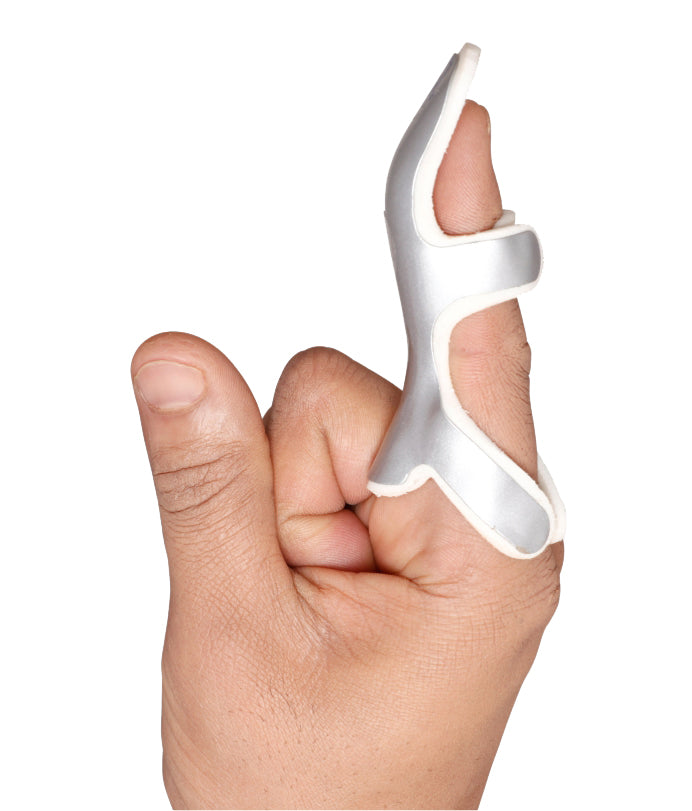 tynor Frog-Splint which is designed to support and immobilize the inter- phalangeal joints of the fingers in their natural functional positions.