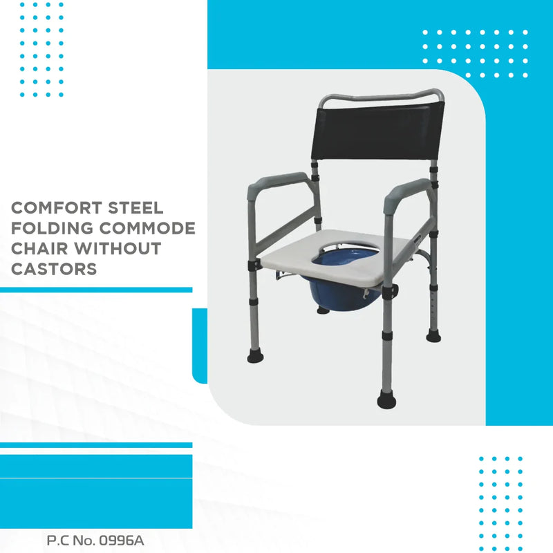 Vissco Comfort steel folding commode chair without castors
