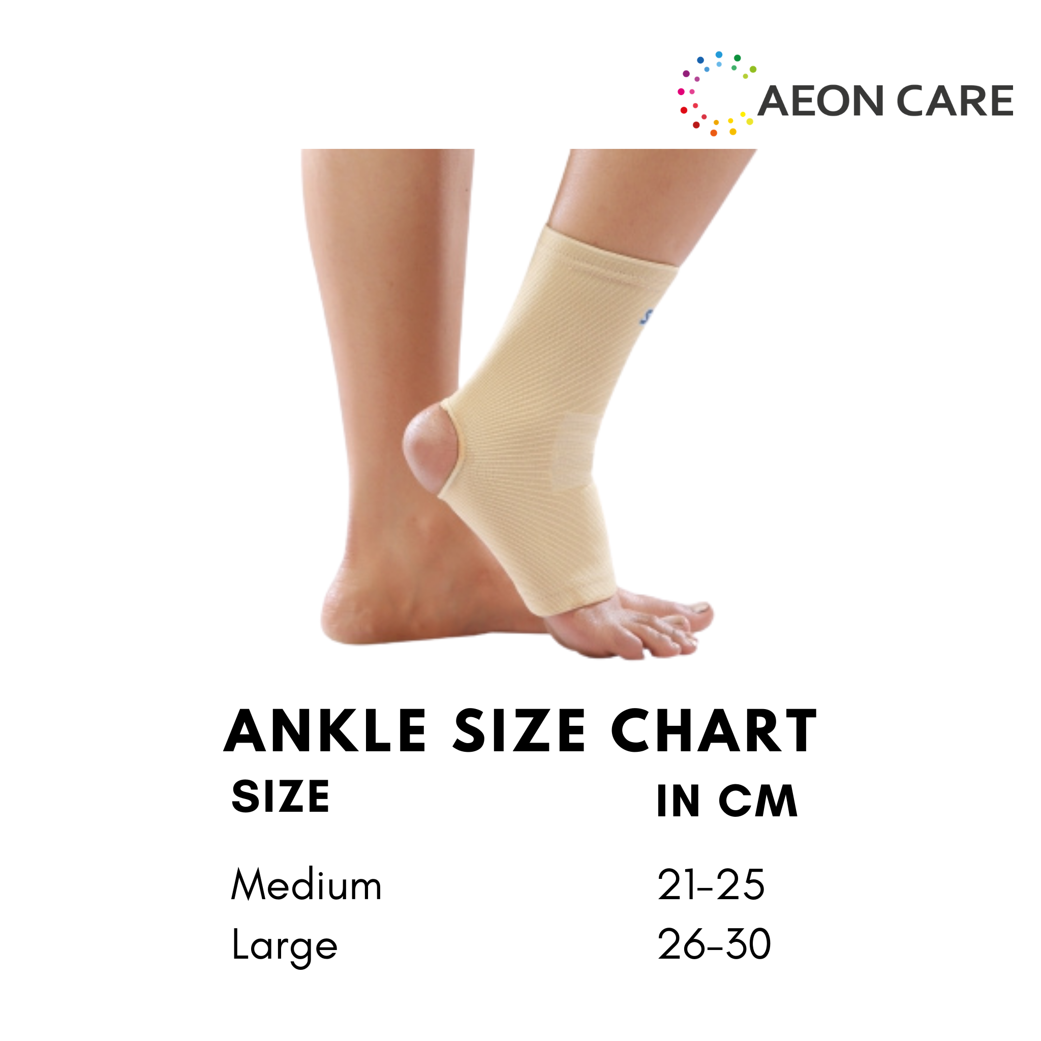 size chart for ankle support
