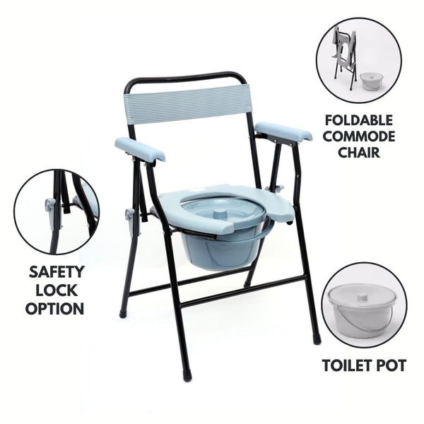 Foldable Commode Chair with Toilet Pot