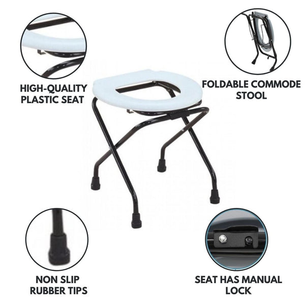 Commode Stool - Foldable with Locking Mechanism