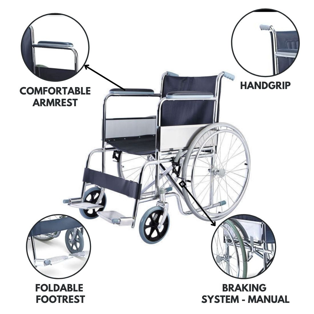 Foldable Wheelchair - Premium