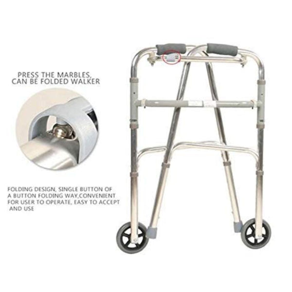 Adult Walker with Wheels - Foldable, Height Adjustable, Reciprocating Walking Frame