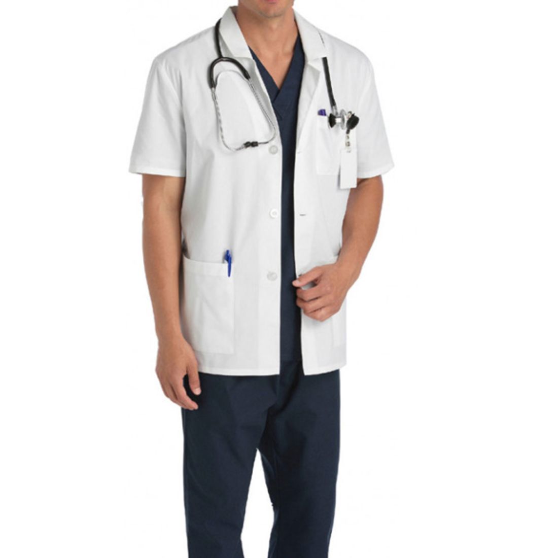 Buy A white Half sleeves coat or lab coat i.e. apron is worn by professionals in the medical field