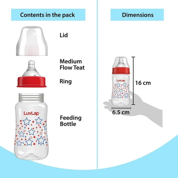 Luvlap Baby Feeding Bottle - Wide Neck Bottle (Pack of 2)