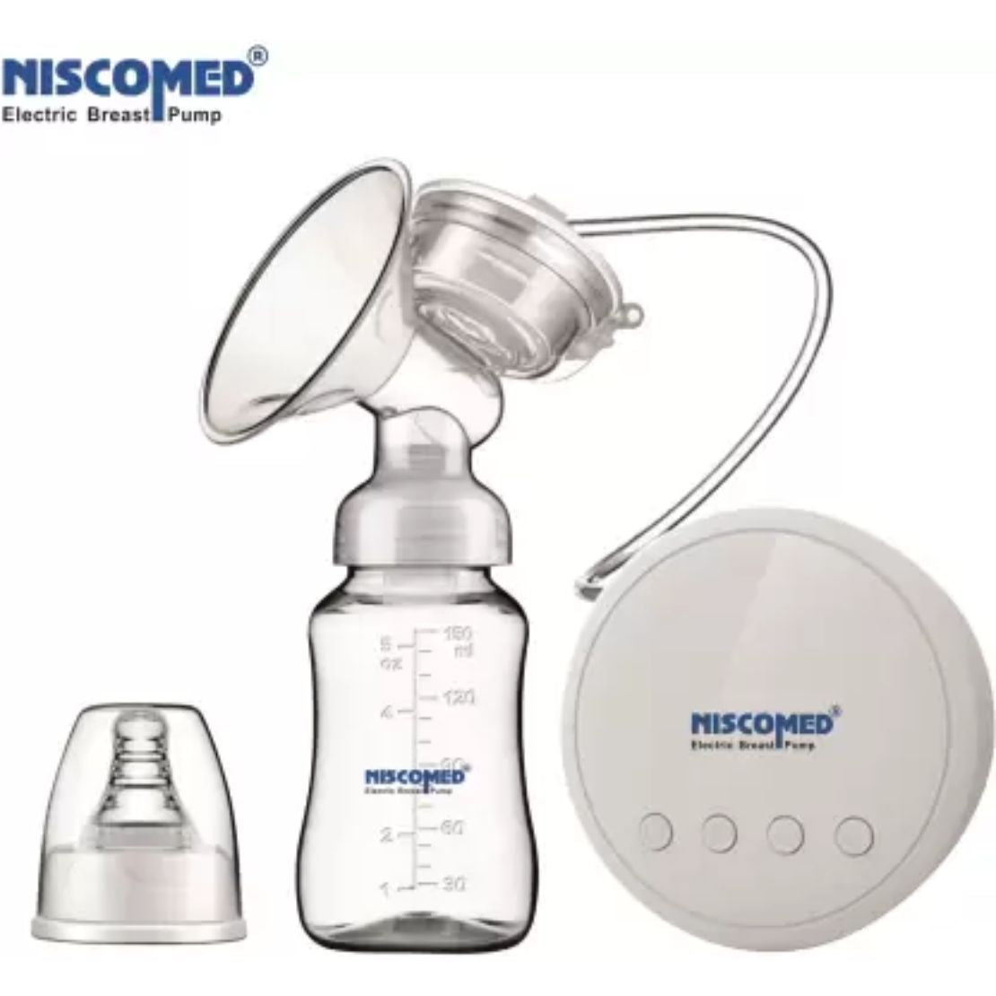 Niscomed Electric Breast Pump is electric powered suction device used to express and collect breast milk from lactating mother. This Product follows a baby's natural nursing rhythm.
