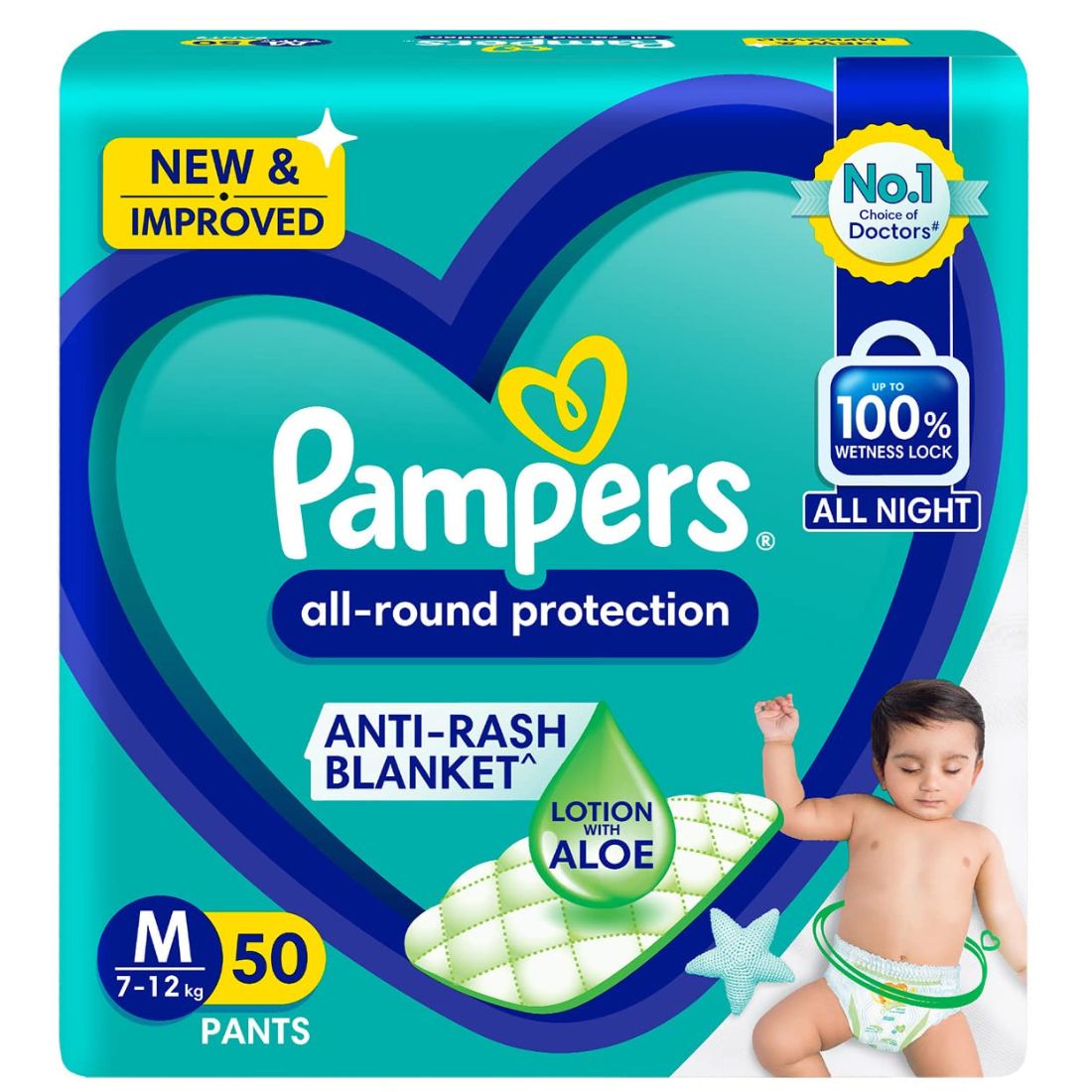 Pampers All round Protection Pants, Baby Diapers with Aloe Vera