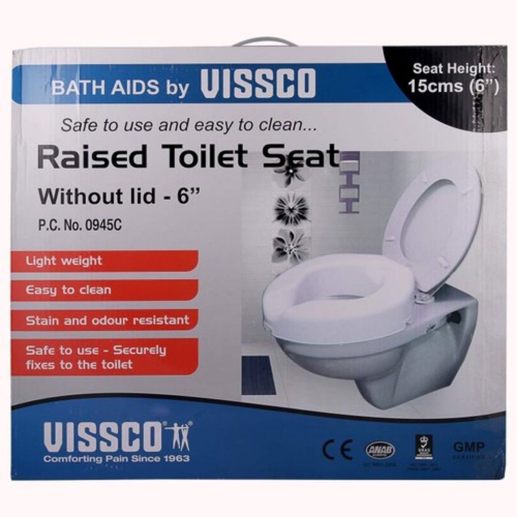 Vissco Commode Raised Toilet Seat is used as an mobility aids for elders and patients