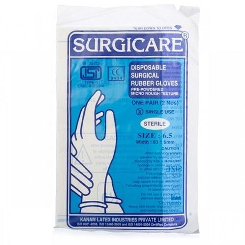 Surgicare Sterile - Surgical Rubber Gloves (1Pair-2Nos)