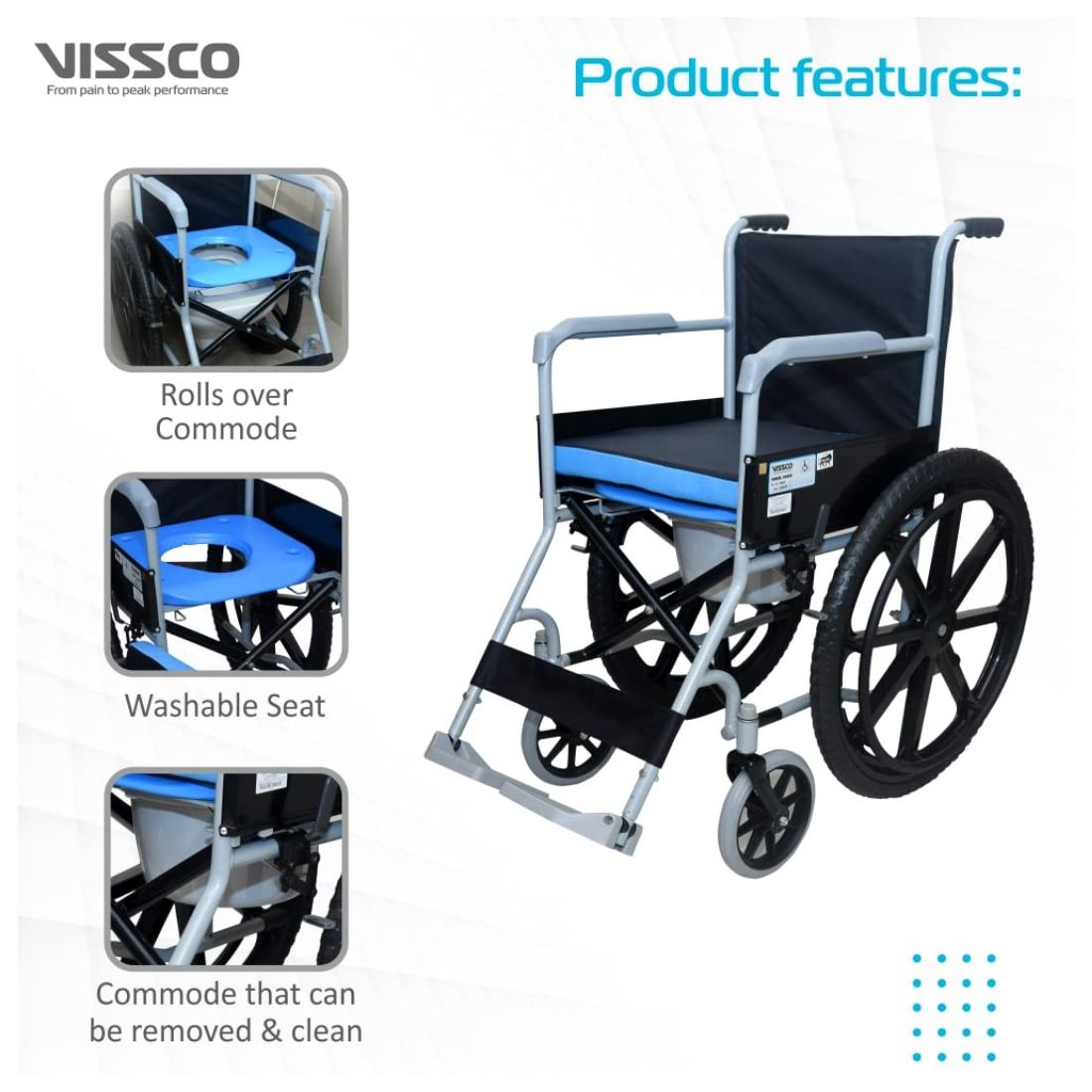 Vissco Rodeo Veer Comfort Wheelchair with Removable Commode