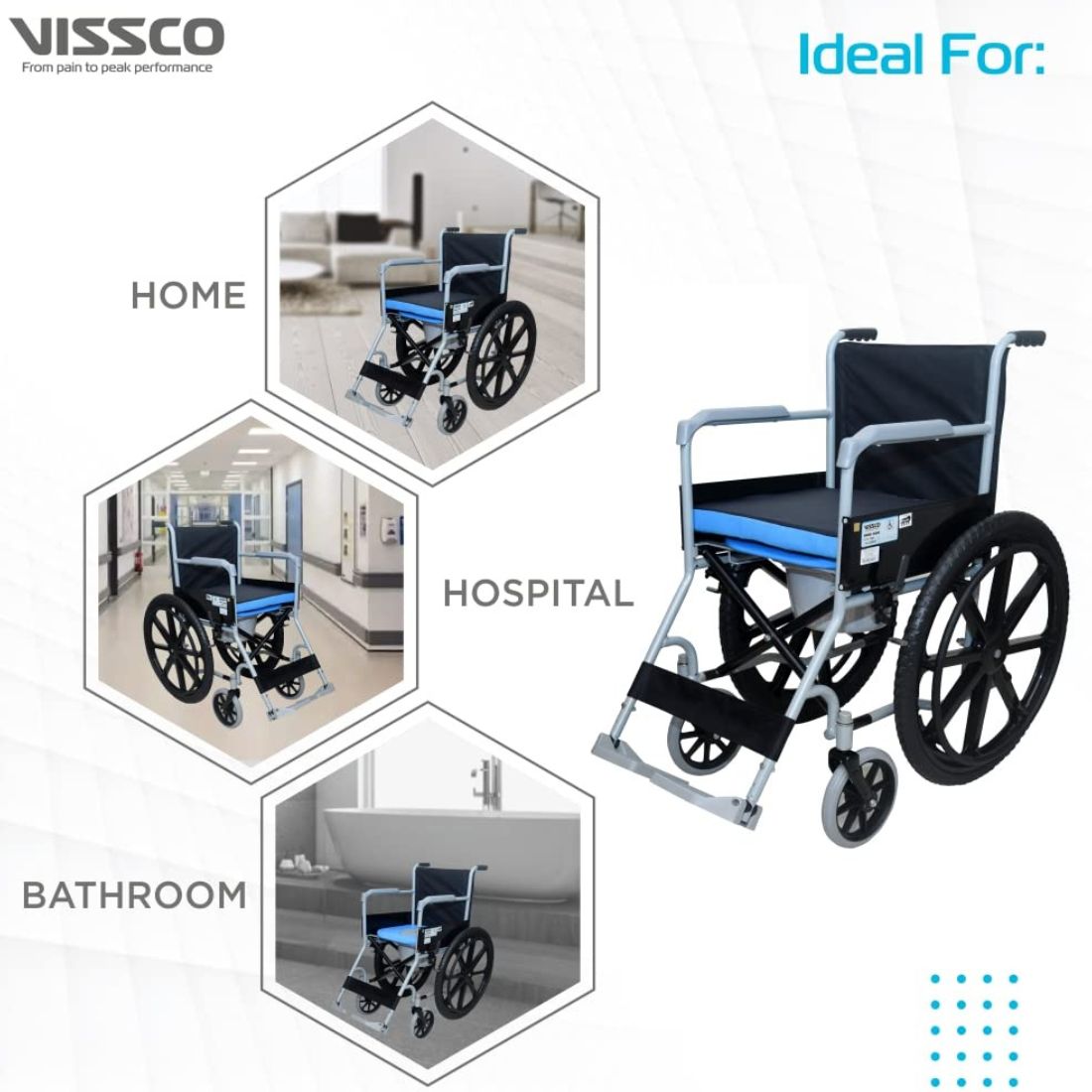 Vissco Rodeo Veer Comfort Wheelchair with Removable Commode