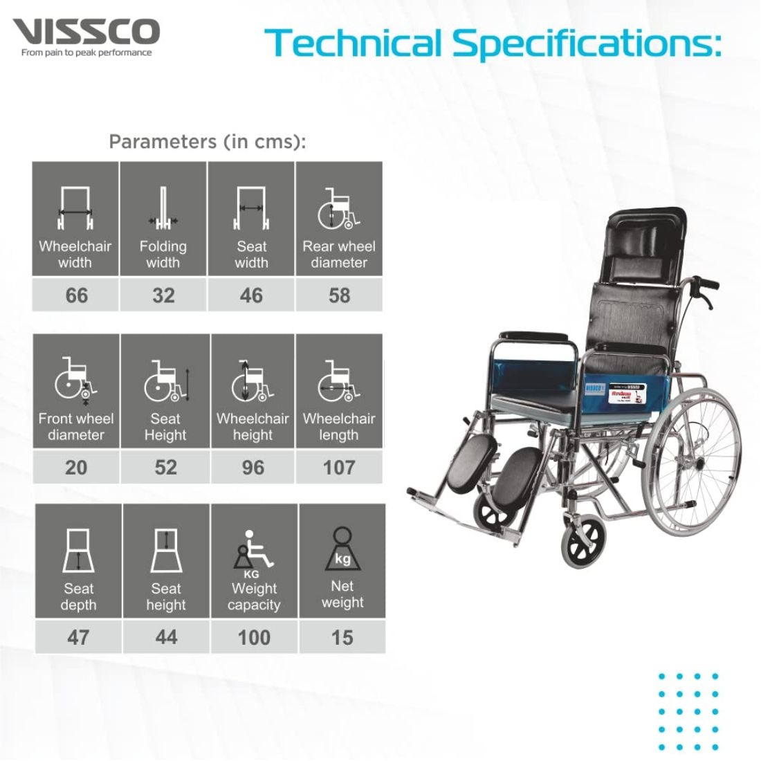 Vissco Rodeo Ext Reclining Wheelchair with Spoke Wheel