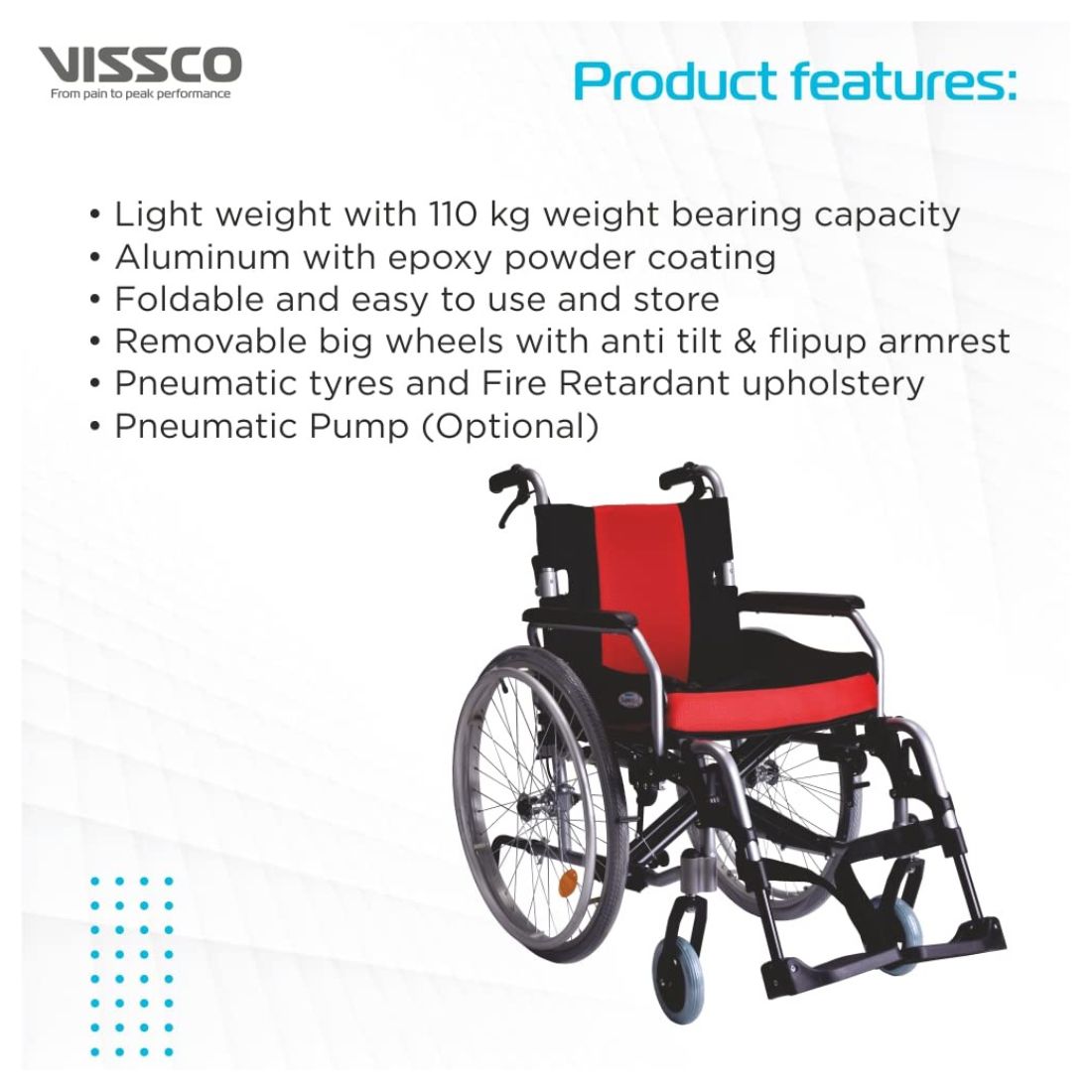 Vissco Superio Aluminium Wheelchair with removal Big Wheels