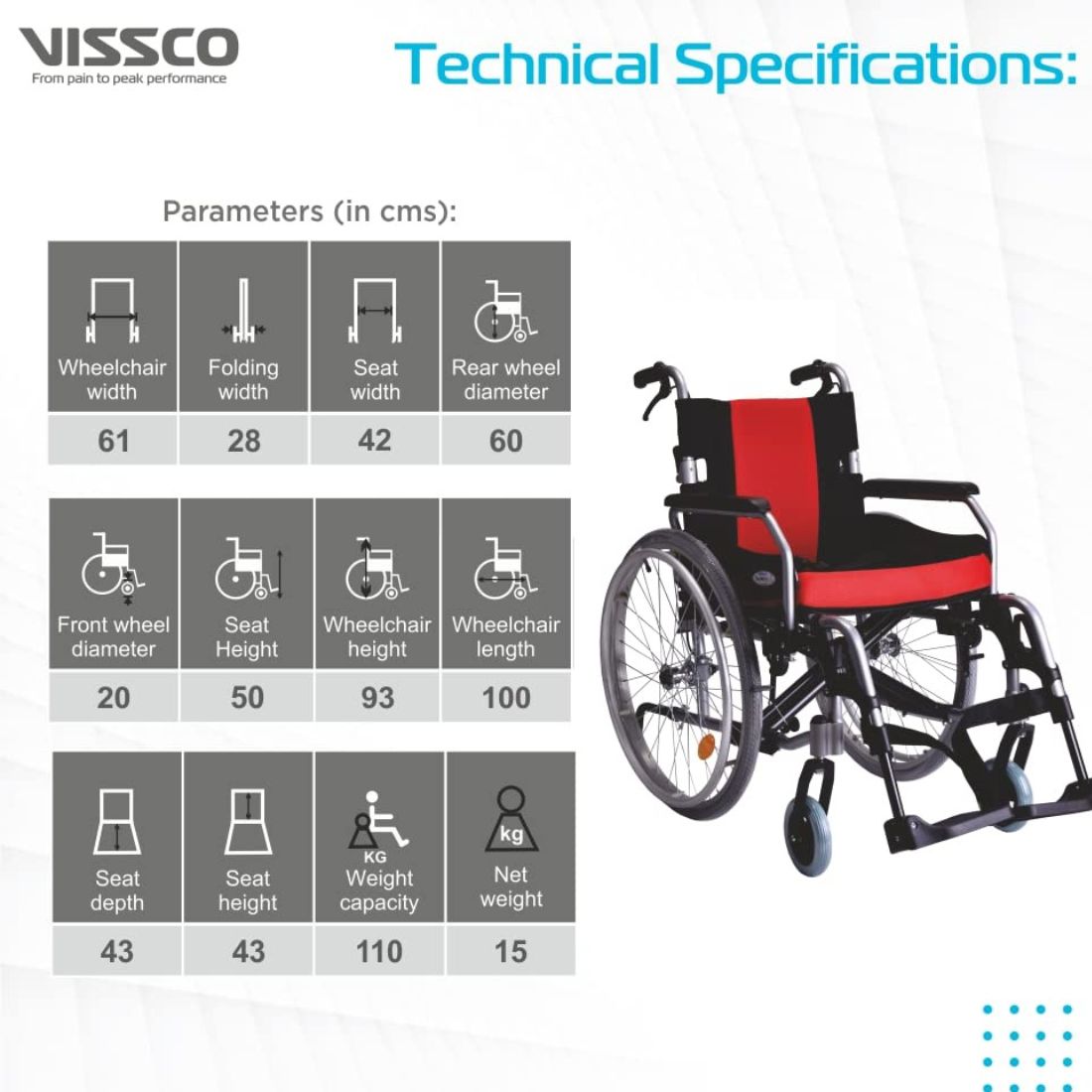 Vissco Superio Aluminium Wheelchair with removal Big Wheels